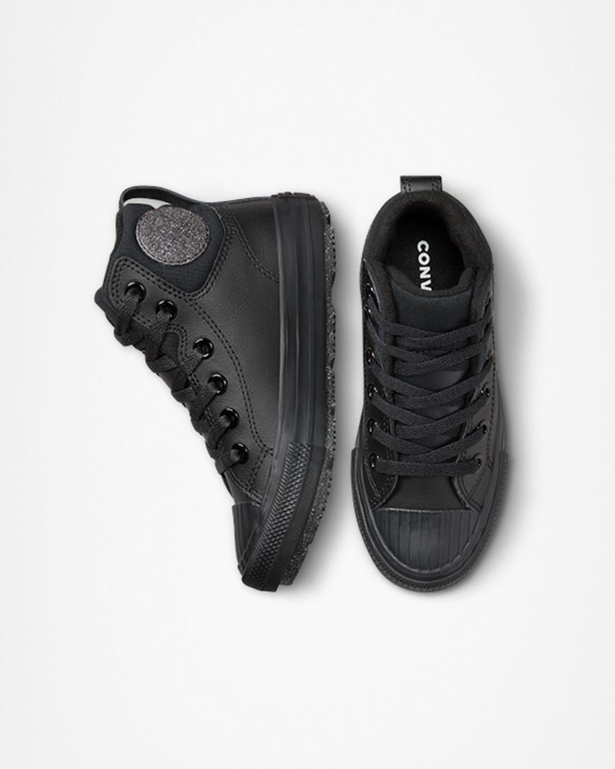 Girls' Converse Chuck Taylor All Star Berkshire Boot Leather High Top Shoes Black / Grey | AU 8C513M
